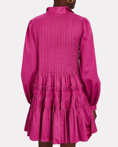 Shop Aje Run Free Smocked Cotton Mini Dress In Pink