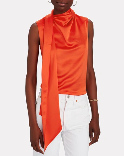 Shop Aje Surrender Tie-neck Sleeveless Blouse In Orange