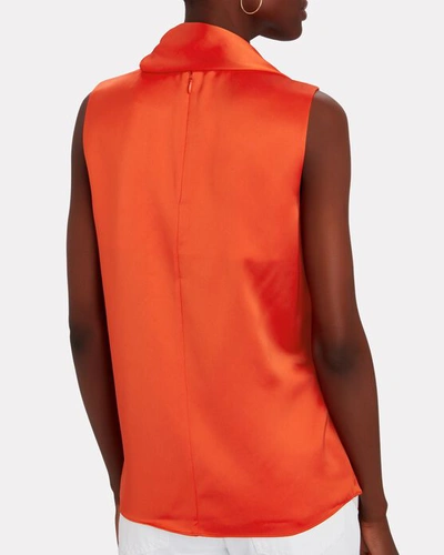 Shop Aje Surrender Tie-neck Sleeveless Blouse In Orange