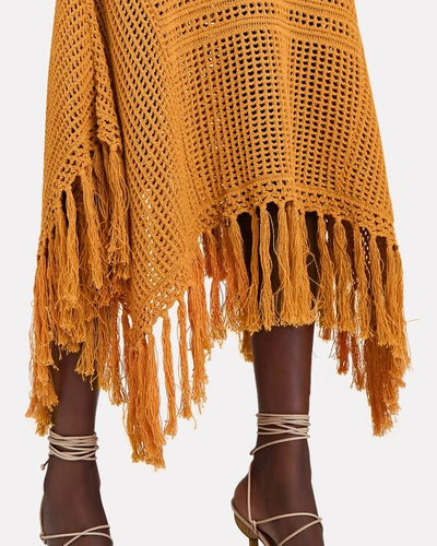 Shop A.l.c Carolyn Fringed Crochet Midi Dress In Orange