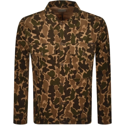 Shop Nudie Jeans Colin Camouflage Overshirt Brown