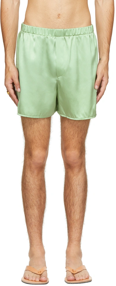 Shop Ludovic De Saint Sernin Green Silk Boxer Shorts In Mint