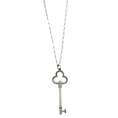 Pre-owned Tiffany & Co Trefoil Key Silver Long Pendant Necklace