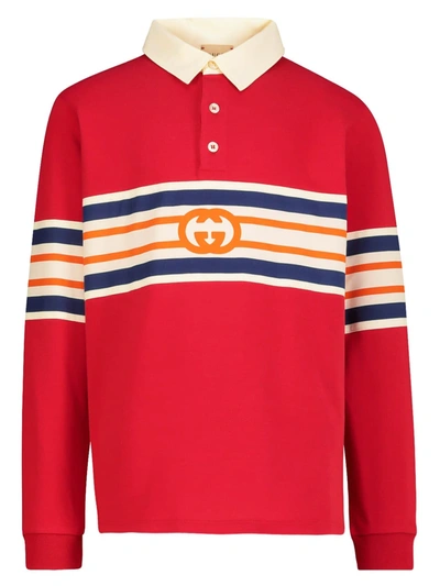 Shop Gucci Kids Polo Shirt For Boys In Red