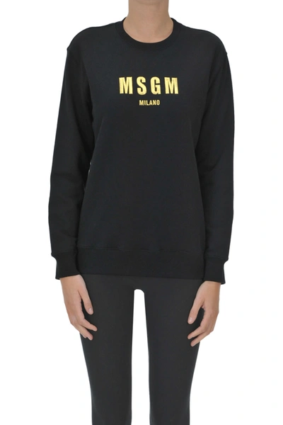 Shop Msgm Designer Logo Sweatshirt In Black