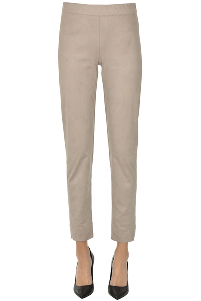 Shop D-exterior Ecosuede Trousers In Dove-grey