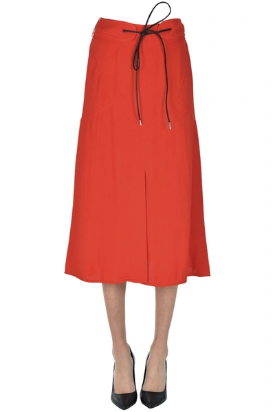 Shop Victoria Beckham Crepè Midi Skirt In Red