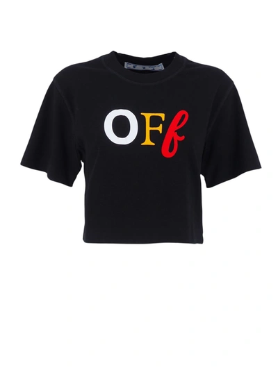 Shop Off-white Off Cropped T-shirt In Black