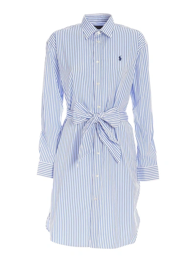 POLO RALPH LAUREN STRIPED DRESS IN LIGHT BLUE AND WHITE 