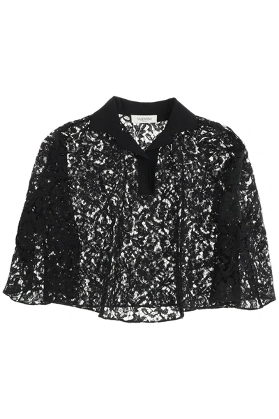 Shop Valentino Heavy Lace Blouse In Black