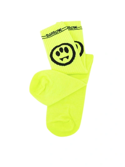 Shop Barrow Branded Socks In Fluo Yellow