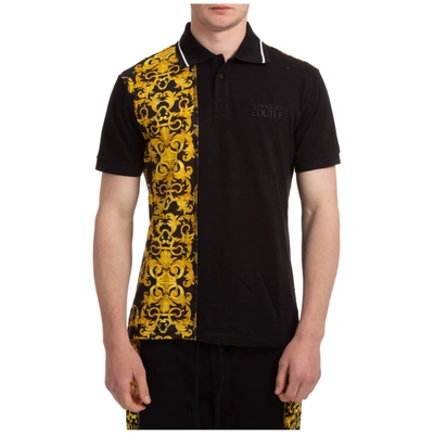 Shop Versace Jeans Couture Men's Short Sleeve T-shirt Polo Collar In Black