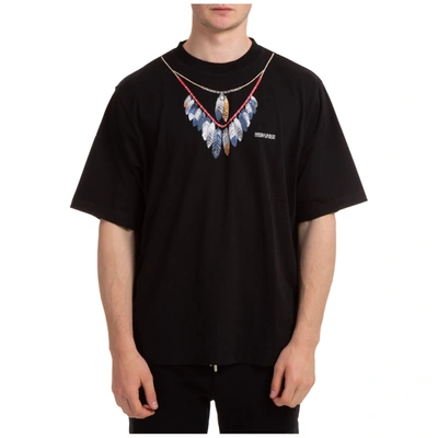 Shop Marcelo Burlon County Of Milan Men's Short Sleeve T-shirt Crew Neckline Jumper Double Chain In Black