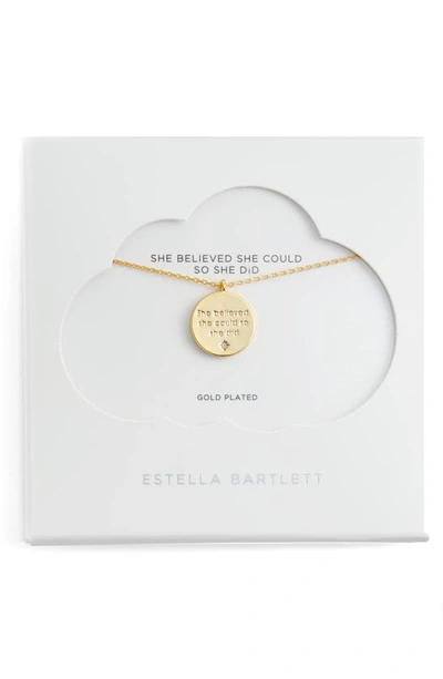 Estella Bartlett Engraved Quote Necklace In Gold