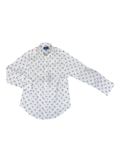 Shop Fay All-over Logo Cotton Shirt In White