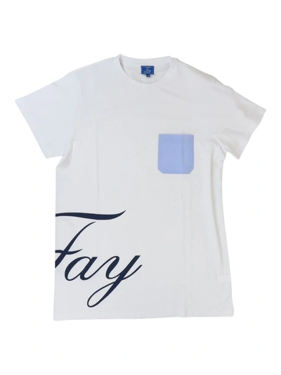Shop Fay Contrasting Logo Cotton T-shirt In White