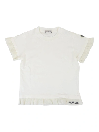 Shop Moncler Ruffled Cotton T-shirt In White