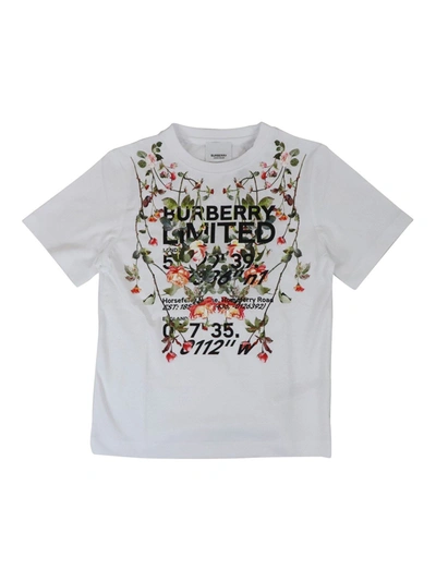 Shop Burberry Floral Print T-shirt In White