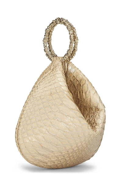 Pre-owned Chanel Gold Python Fortune Cookie Clutch