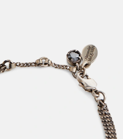 Shop Alexander Mcqueen Embellished Chain Bracelet In Silver