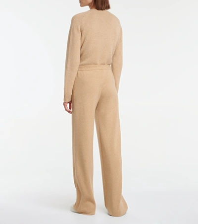 Shop Loro Piana Lexington Wide-leg Cashmere Knit Pants In Beige