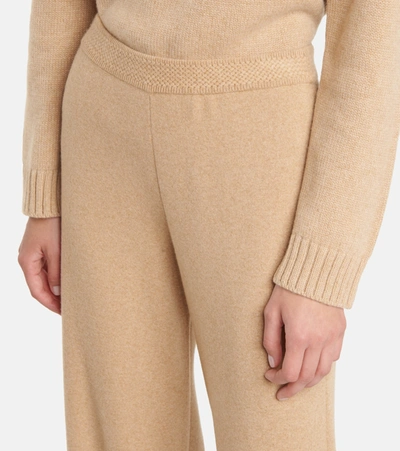 Shop Loro Piana Lexington Wide-leg Cashmere Knit Pants In Beige