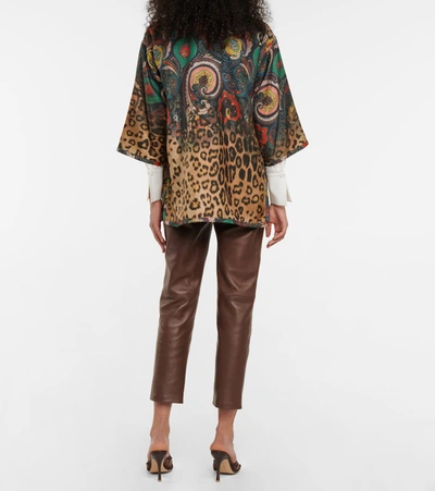 Shop Etro Paisley And Leopard-print Silk Shawl In Multicoloured