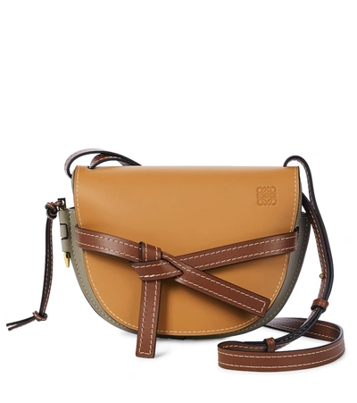 Shop Loewe Gate Small Leather Crossbody Bag In Brown