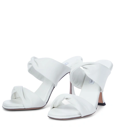 Shop Aquazzura Twist 95 Leather Sandals In White