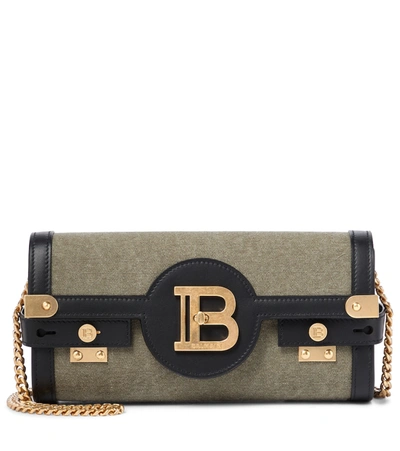 Shop Balmain B-buzz 23 Canvas Crossbody Bag In Green