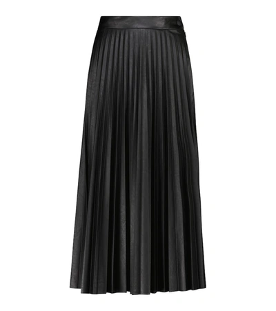 Shop Mm6 Maison Margiela Pleated Faux Leather Midi Skirt In Black