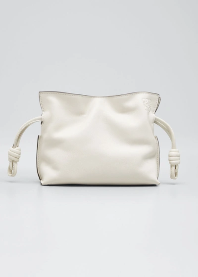 Shop Loewe Flamenco Nano Leather Clutch Bag In Soft White