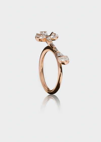 Shop Nak Armstrong Crocus Diamond Bar Ring In Rose Gold