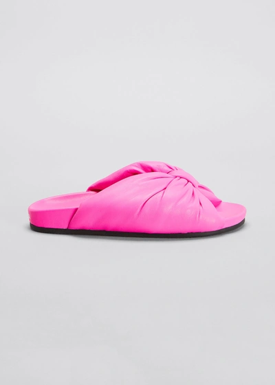 Shop Balenciaga Puffy Knot Slide Sandals In Pinkwhite