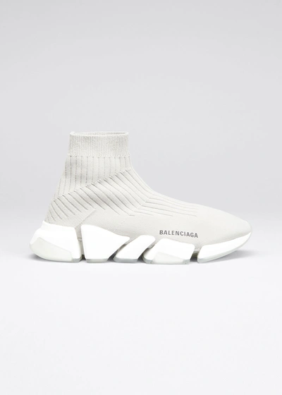 Shop Balenciaga Speed 2.0 Knit Sock Trainer Sneakers In Grey Mutli