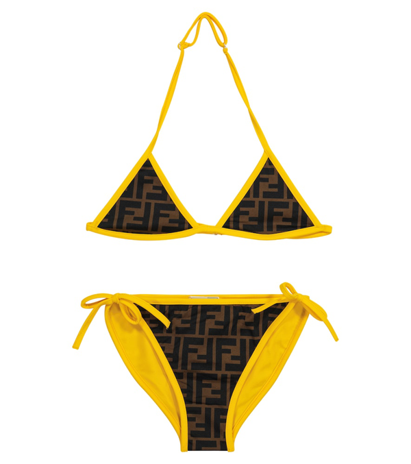 FENDI logo-print triangle bikini - Black
