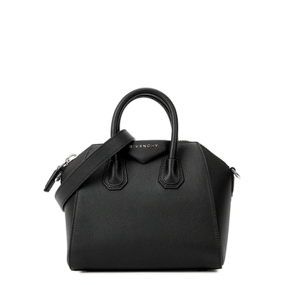 Shop Givenchy Antigona Mini Black Leather Top Handle Bag