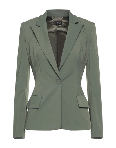 Shop Elisabetta Franchi Woman Blazer Military Green Size 4 Polyester, Elastane