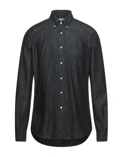 Shop Aspesi Man Denim Shirt Black Size 15 ¾ Cotton