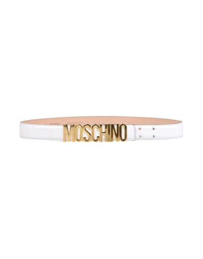 Shop Moschino Woman Belt White Size 6 Soft Leather