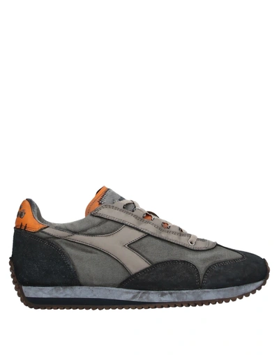 Shop Diadora Heritage Man Sneakers Khaki Size 12.5 Soft Leather, Textile Fibers In Beige