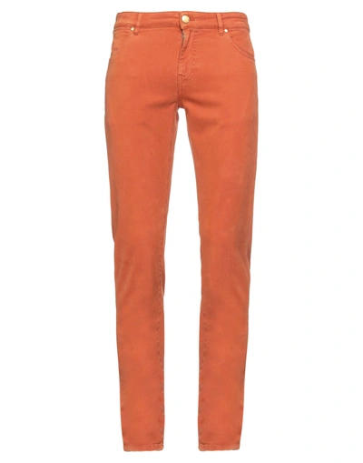 Shop Pt Torino Man Pants Rust Size 32 Cotton, Elastane In Red