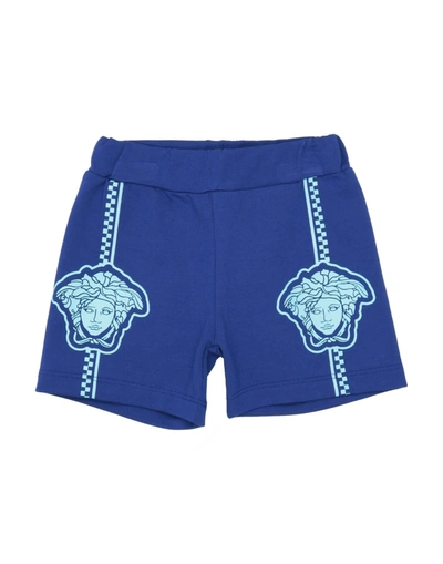 Shop Versace Young Newborn Boy Shorts & Bermuda Shorts Blue Size 3 Cotton, Elastane