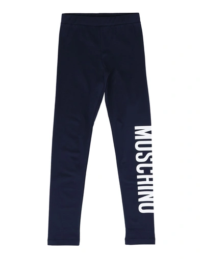 Shop Moschino Teen Leggings In Dark Blue