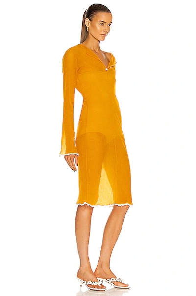 Shop Acne Studios Long Sleeve Midi Dress In Apricot Orange