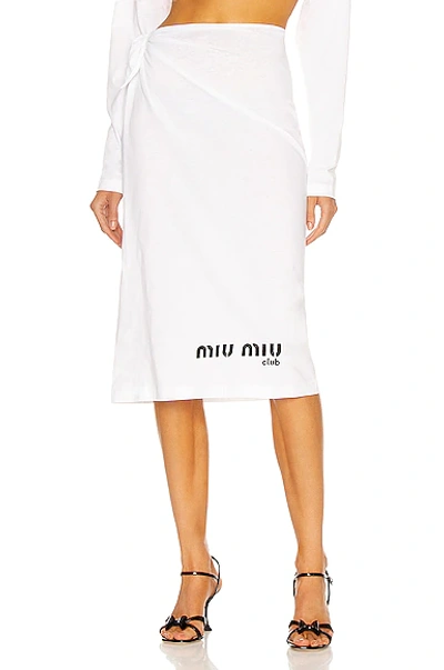 Shop Miu Miu Jersey Printed Skirt In Bianco