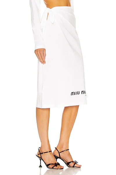 Shop Miu Miu Jersey Printed Skirt In Bianco