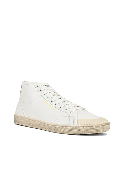 Shop Saint Laurent Sl 39 Mid Top Sneakers In Blanc Optique & Canary Yellow