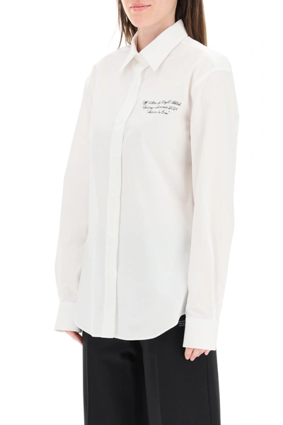 Shop Off-white Poplin Shirt With Embroidery