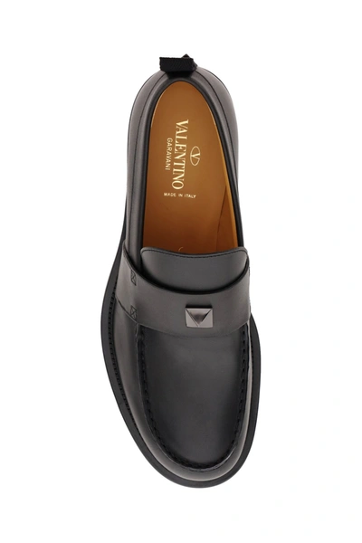 Shop Valentino Garavani Roman Stud Loafers In Black